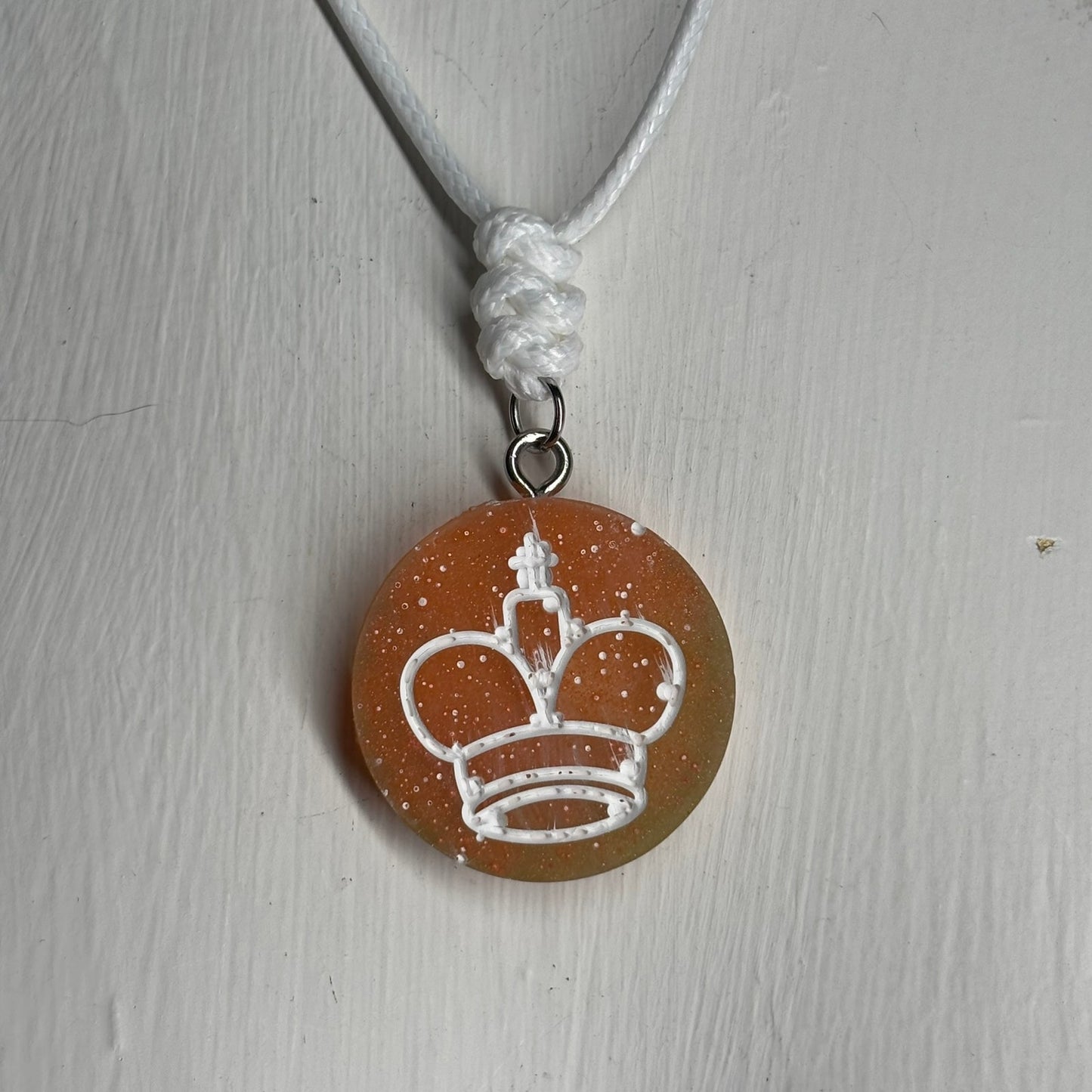 Spotted Orange King - Handmade Resin Chess Necklace