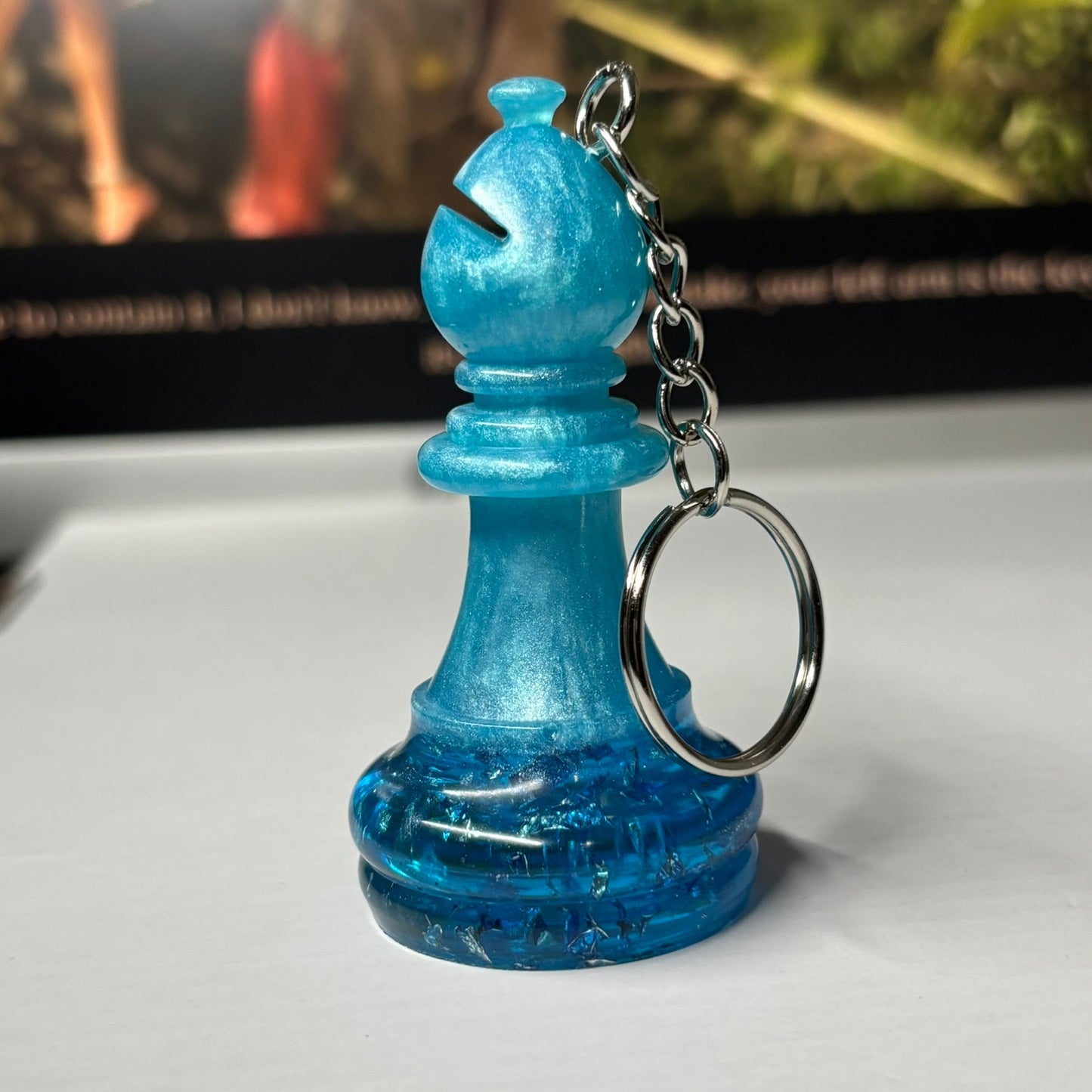 Blue Ice Bishop - Handmade Resin Keychain - Large Edition