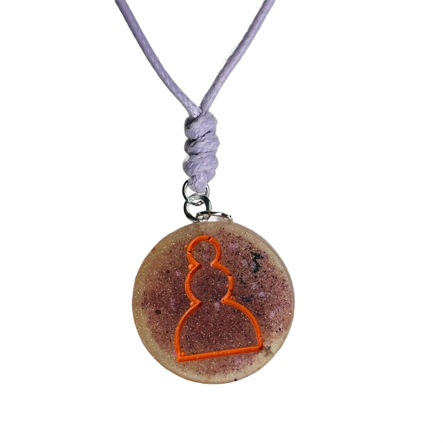 Vintage Orange Pawn - Handmade Resin Chess Necklace