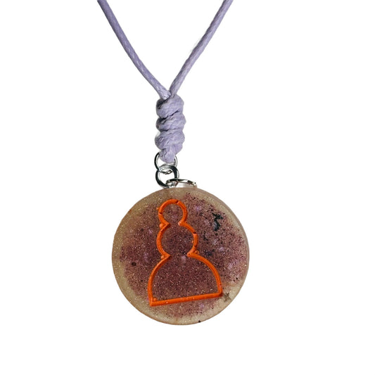 Vintage Orange Pawn - Handmade Resin Chess Necklace