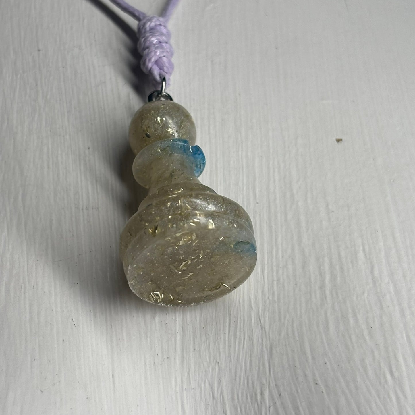 White Crystal Pawn - Handmade Resin Chess Necklace