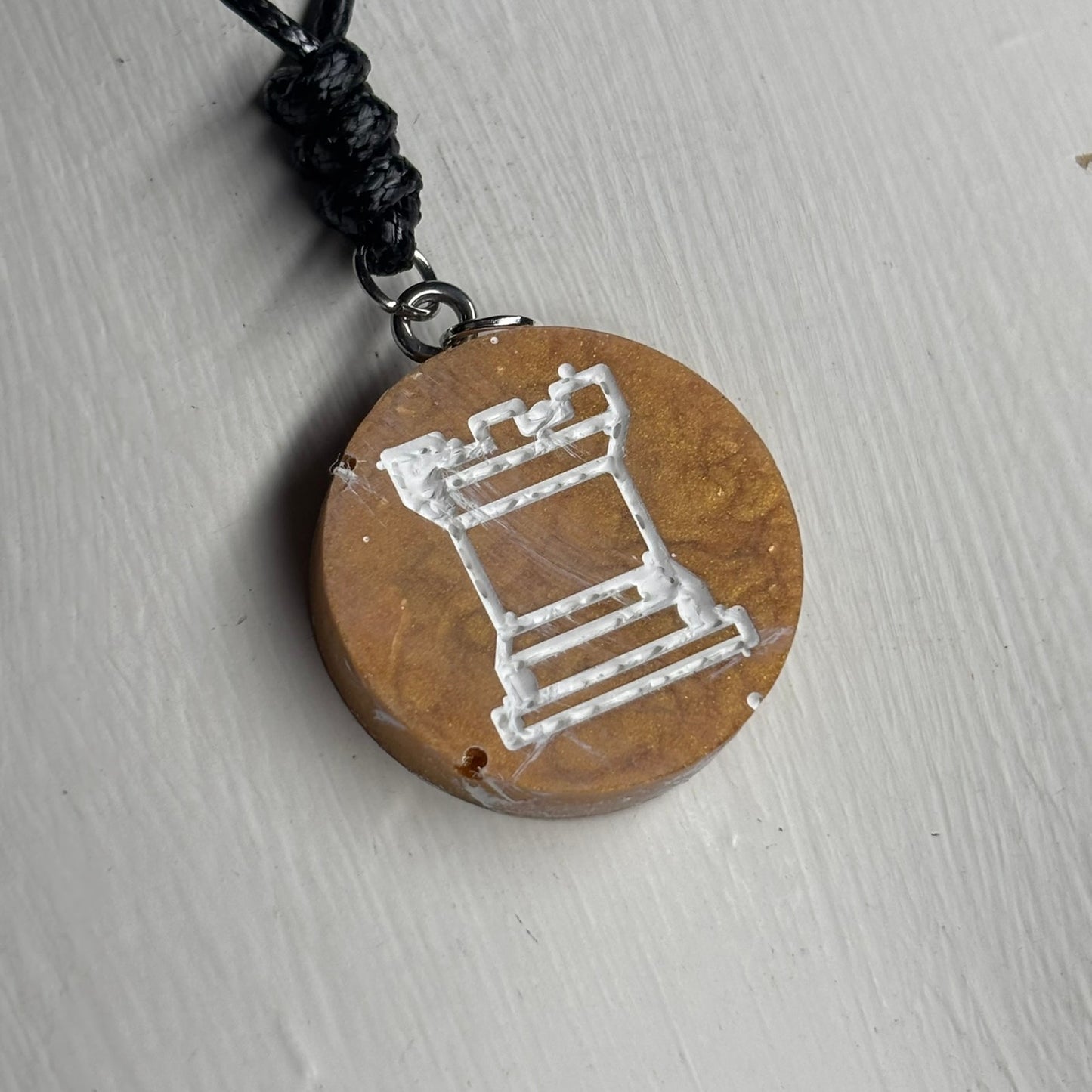 Golden Yellow Rook - Handmade Resin Chess Necklace