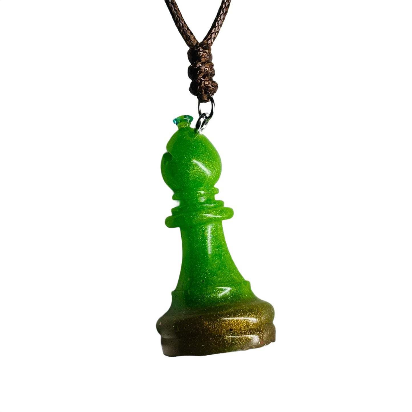 Green Bishop - Handmade Resin Chess Necklace