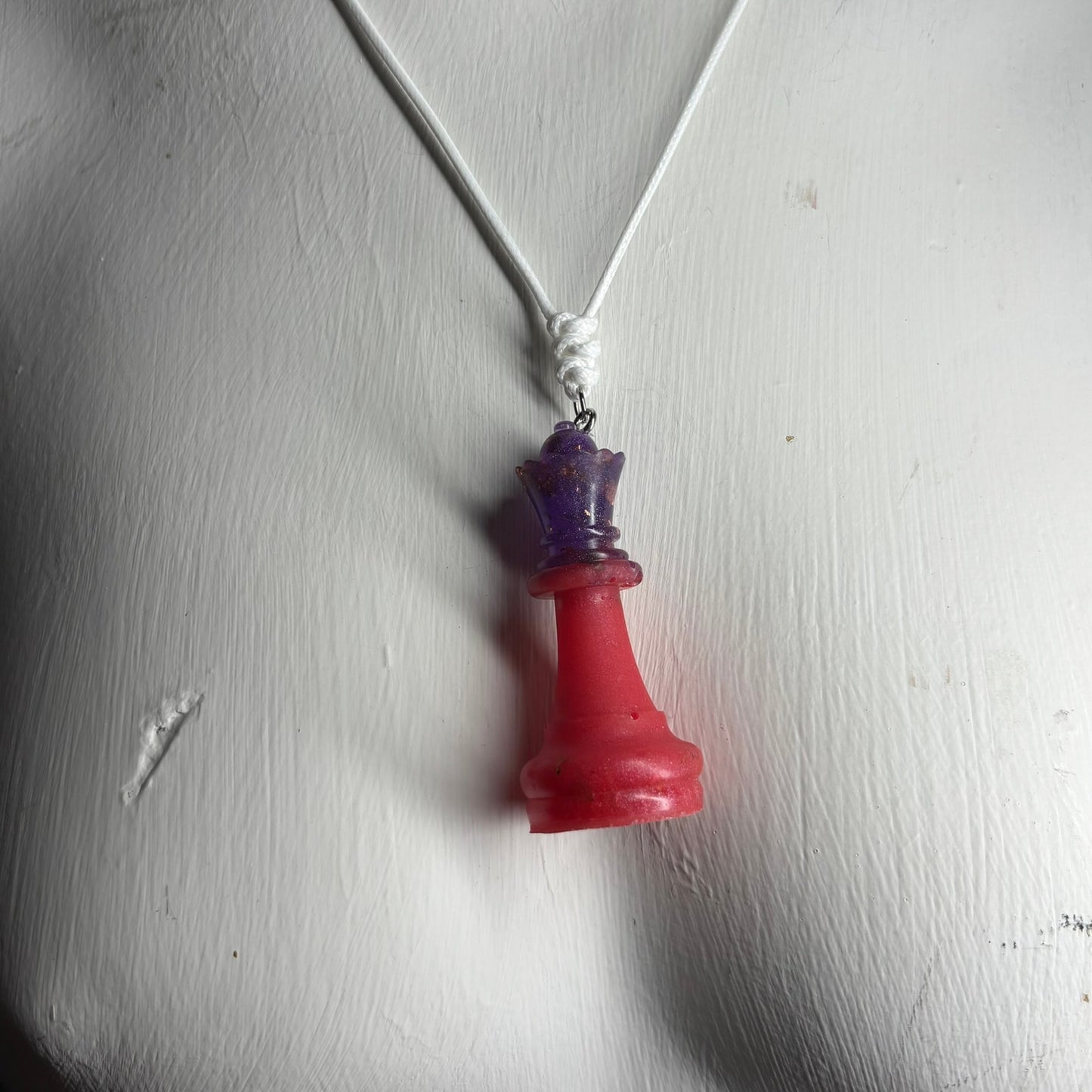 Purple & Red Queen - Handmade Resin Chess Necklace