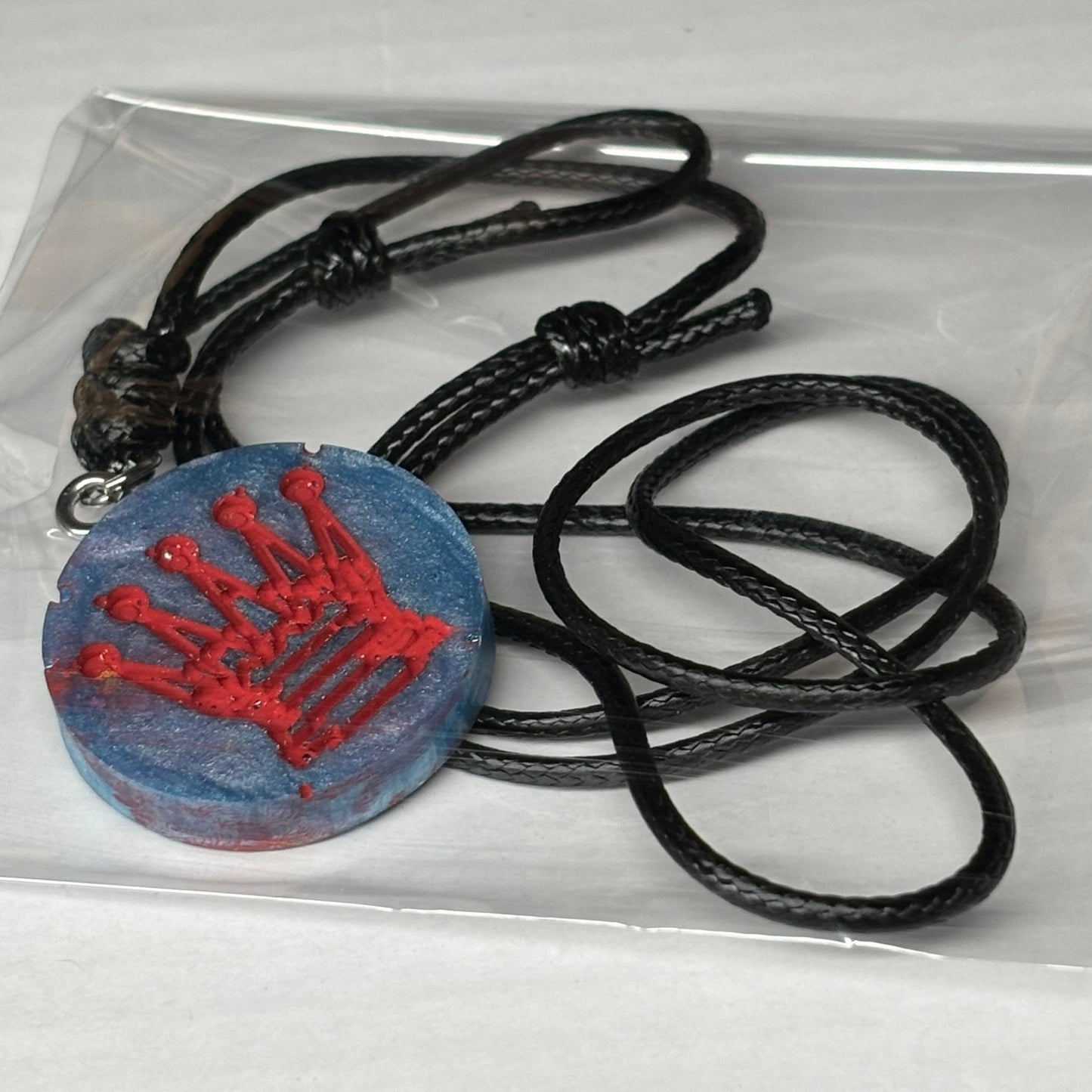 Red Print Queen - Handmade Resin Chess Necklace