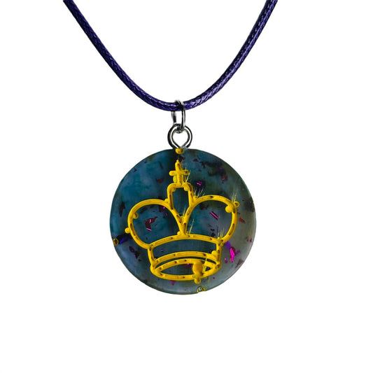 Transparent Blue King - Handmade Resin Chess Necklace