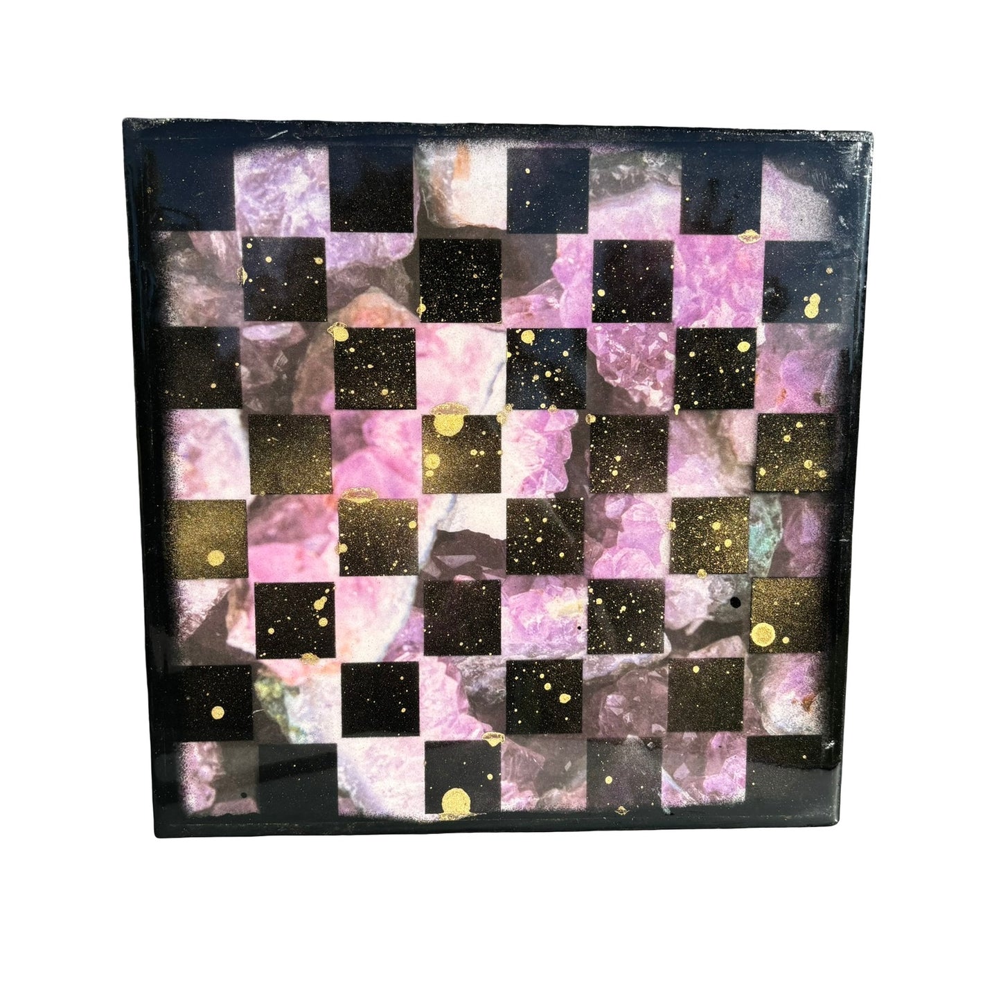 Sprinkled Gold Crystal - Resin Coated Chess Board