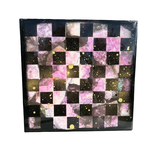 Sprinkled Gold Crystal - Resin Coated Chess Board