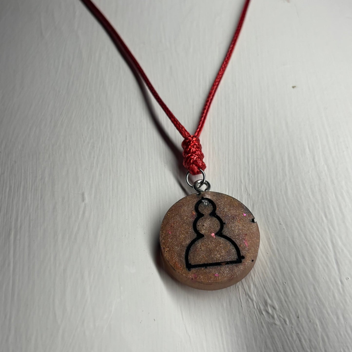 Orange Glow Pawn - Handmade Resin Chess Necklace