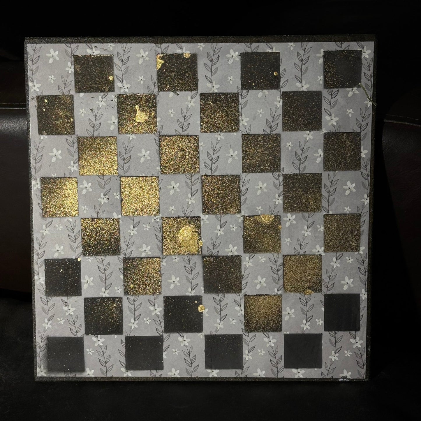 Golden Gray & Black - Scrapbook Chess Board