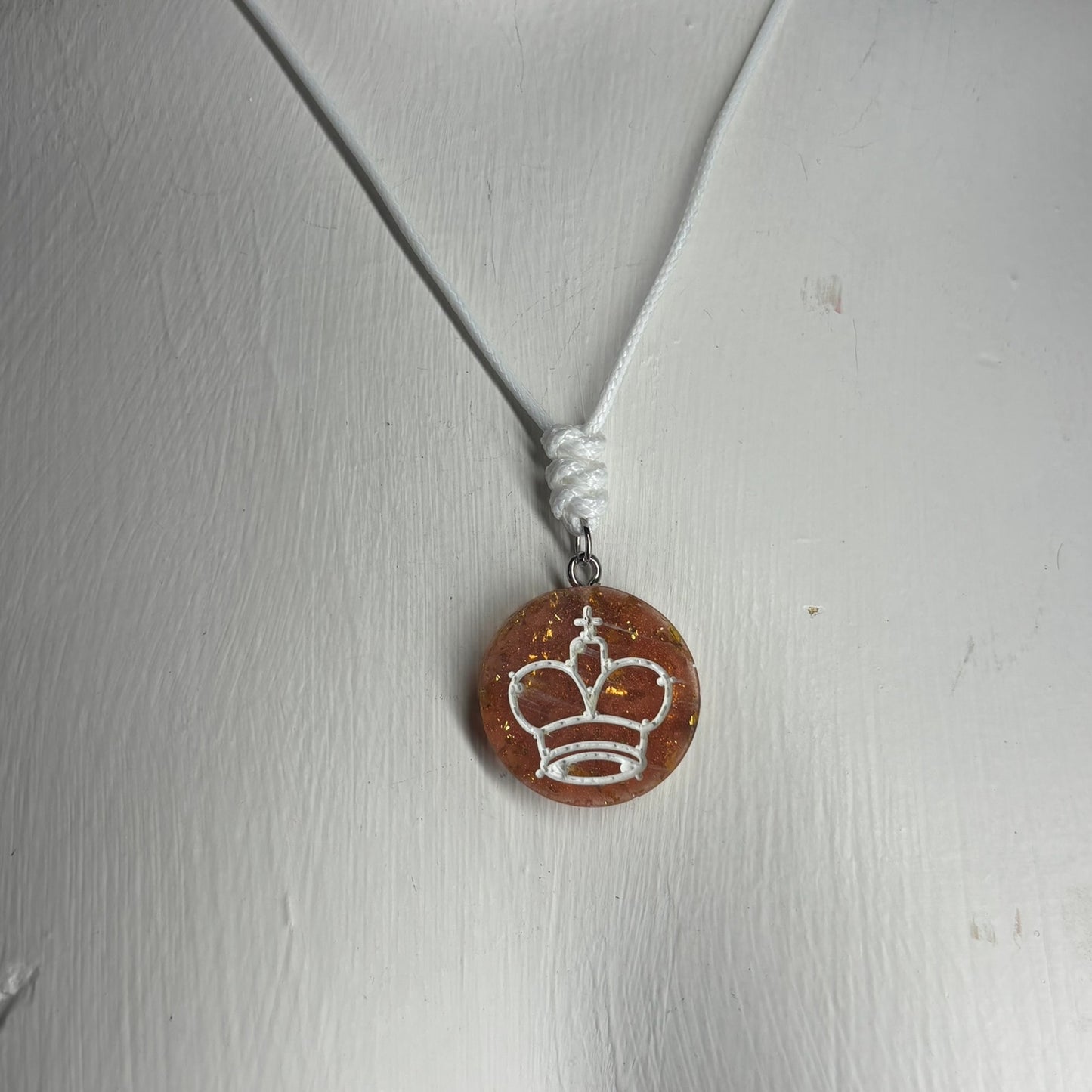 Amber King - Handmade Resin Chess Necklace
