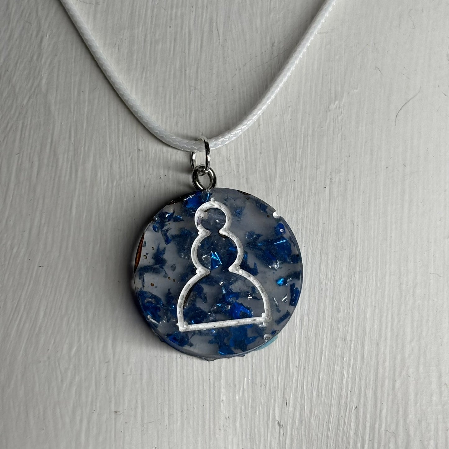 Vintage Royal Blue Pawn - Handmade Resin Chess Necklace