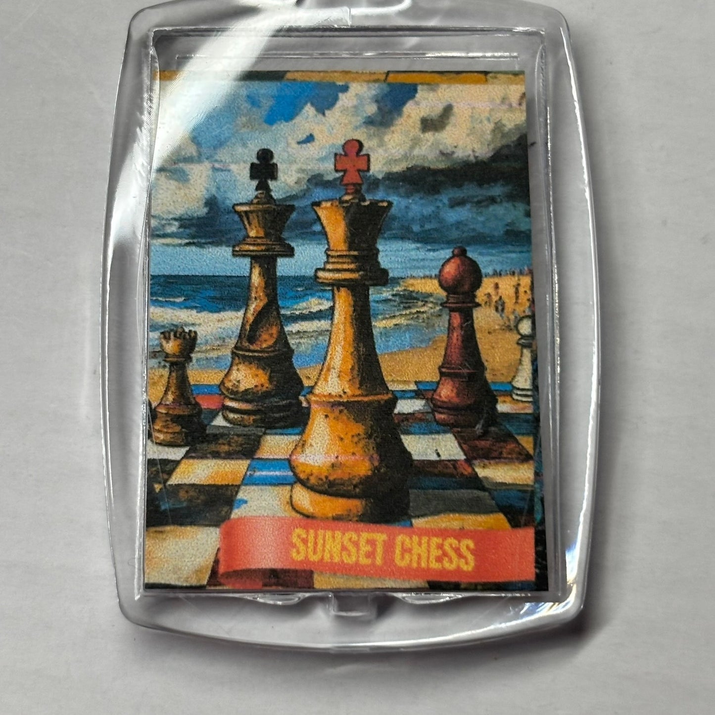 Beach Side - Chess  Photo Keychain