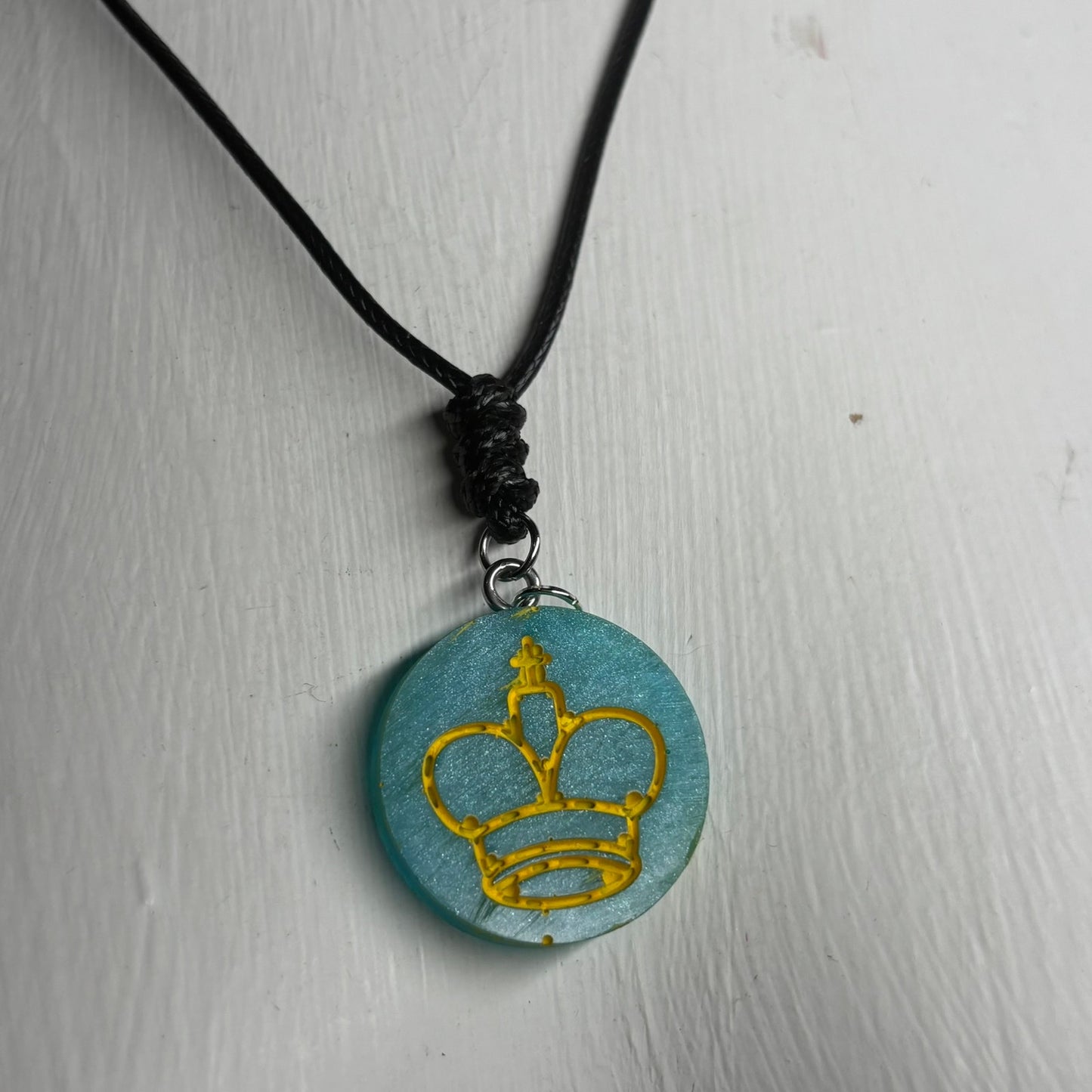 Cool Blue King - Handmade Resin Chess Necklace