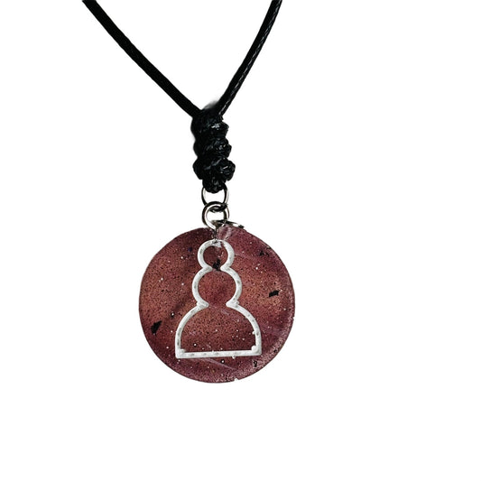 Violet Red Pawn - Handmade Resin Chess Necklace