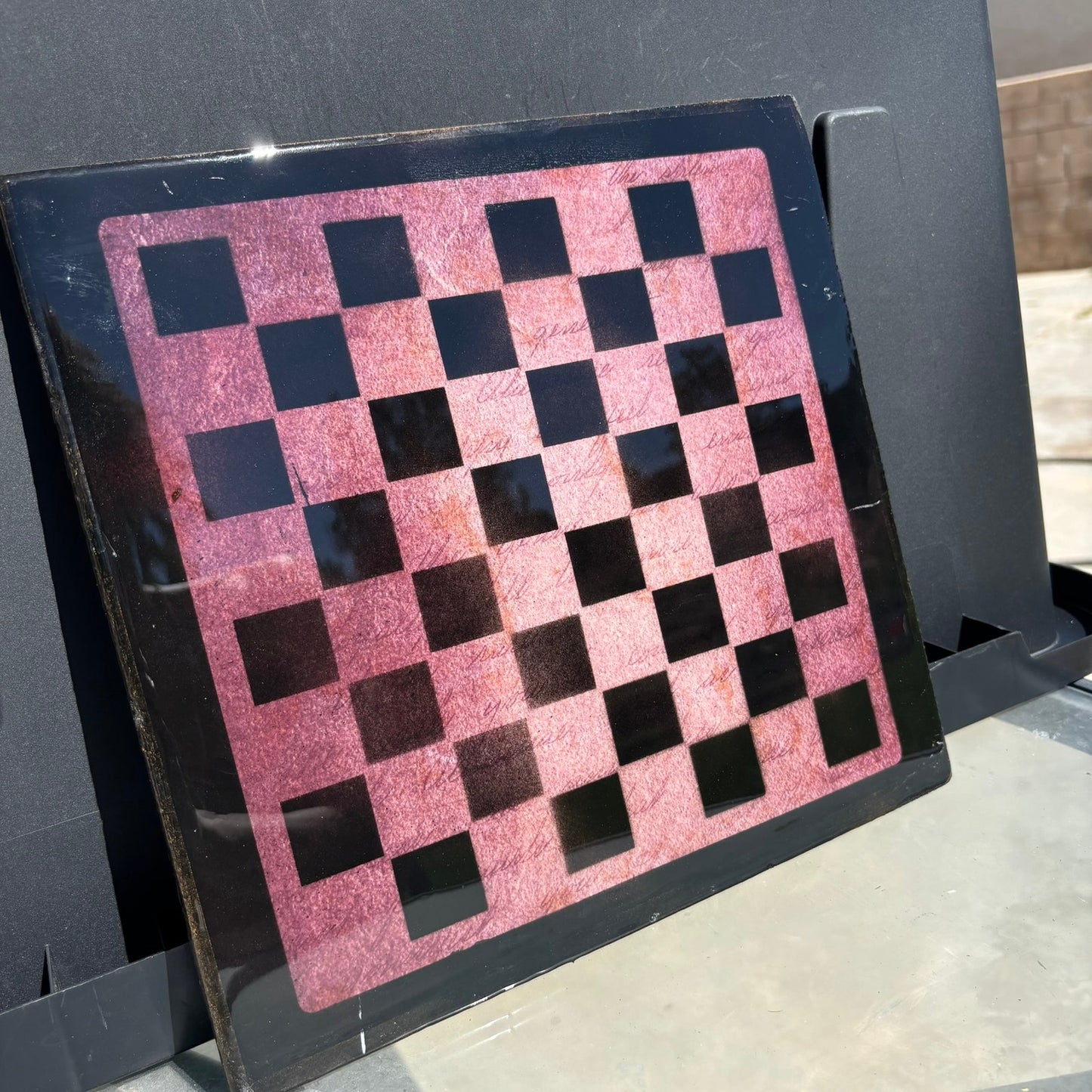 Violet Red Writings - Resin Coated Chess Board