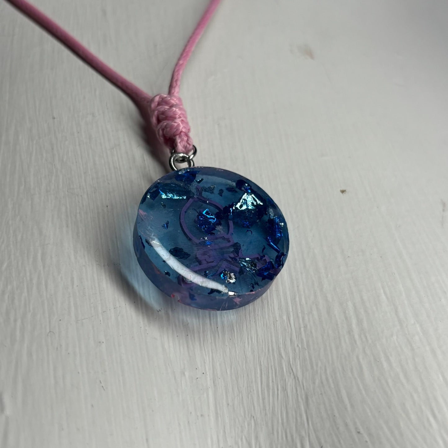 Vibrant Pink & Blue Bishop - Handmade Resin Chess Necklace