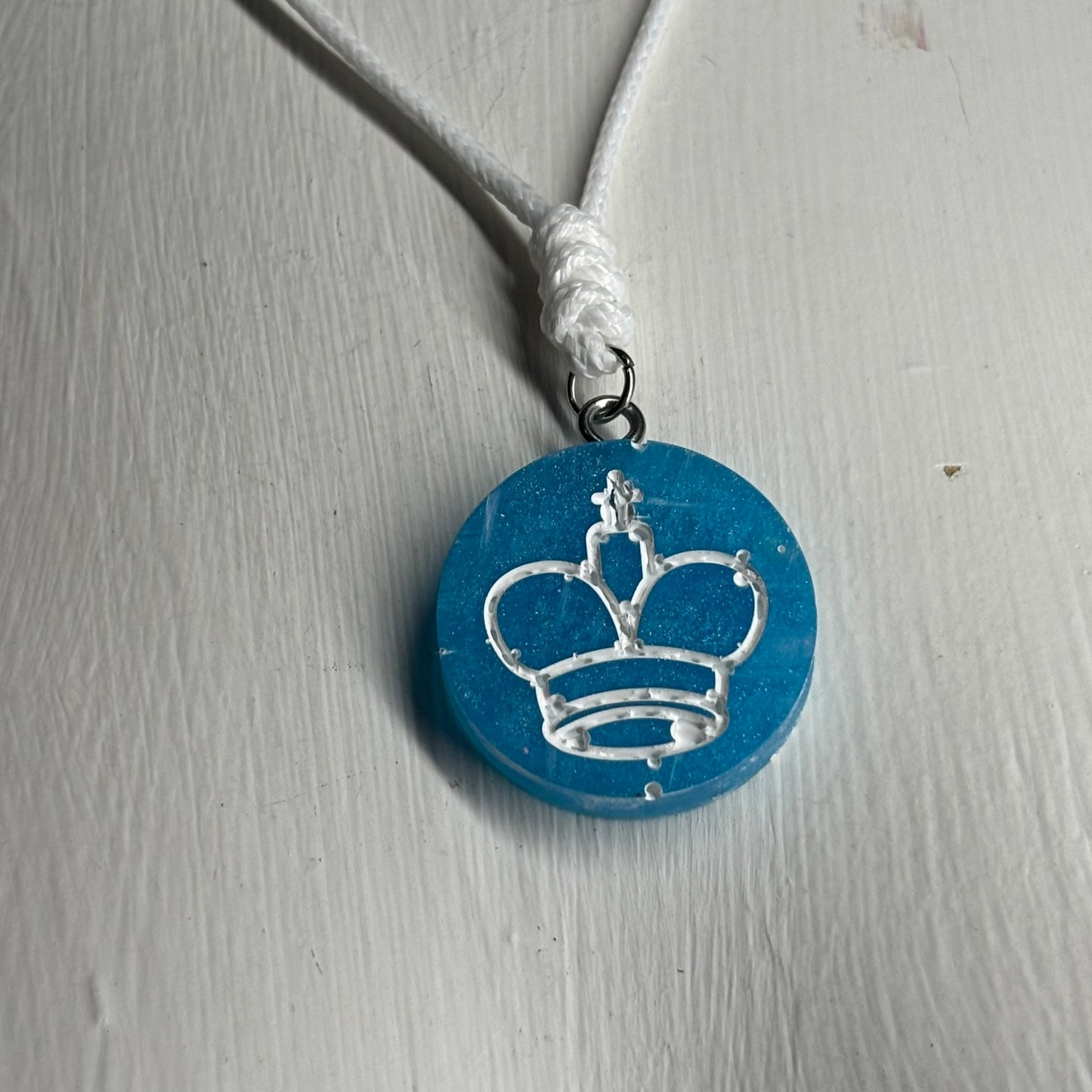 Clean Blue King - Handmade Resin Chess Necklace