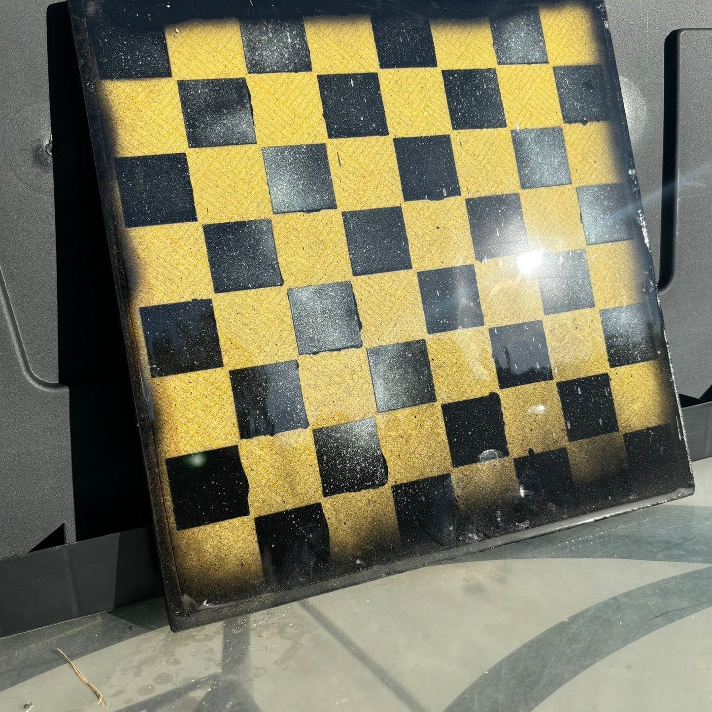 Yellow Vintage Pattern - Resin Coated Chess Board