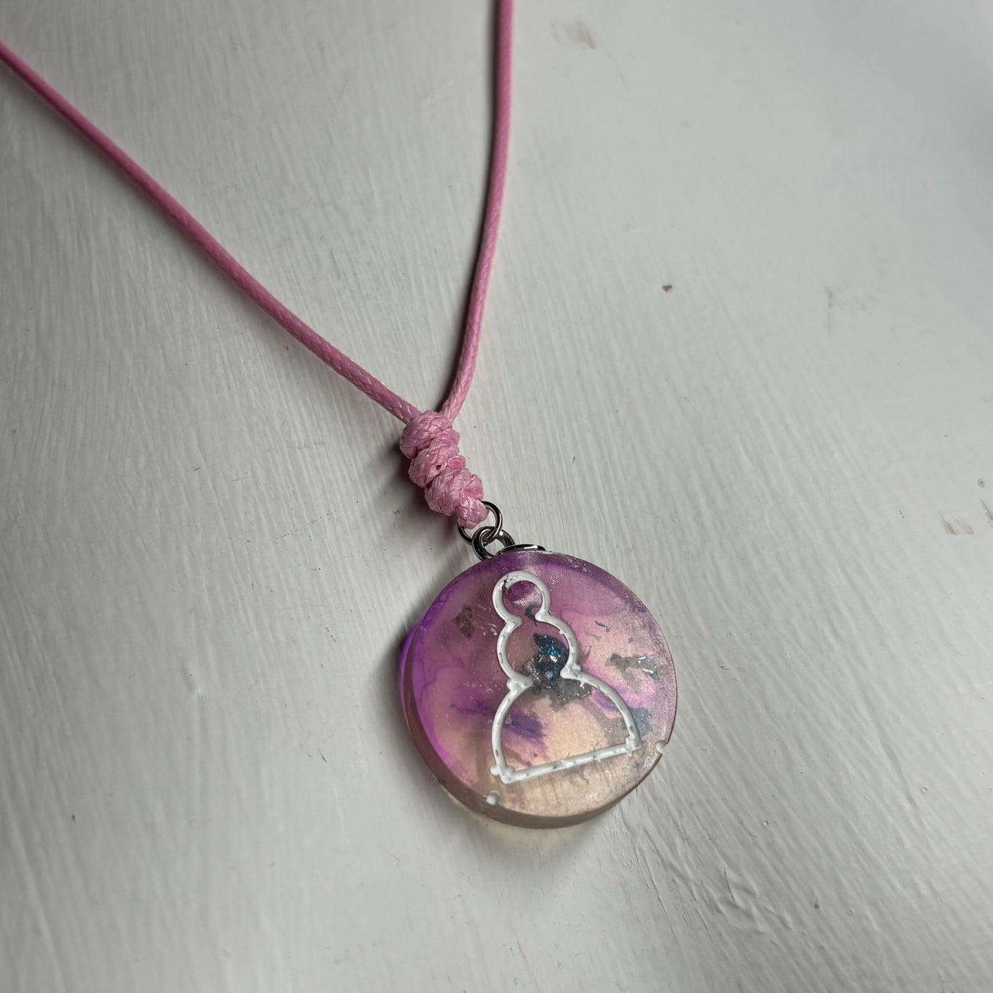 Fading Pink Pawn - Handmade Resin Chess Necklace