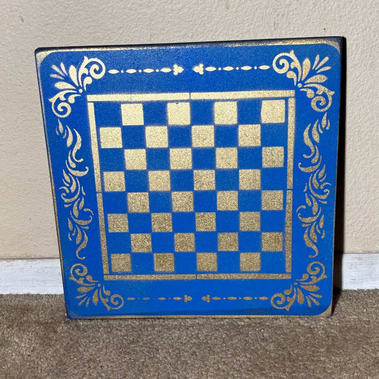 Golden Blue - Painted Chess Board