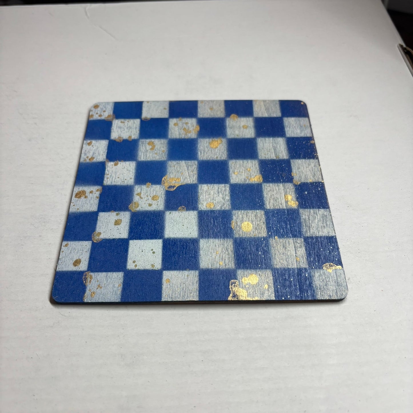 Blue White Gold Drip - Mini Chess Set