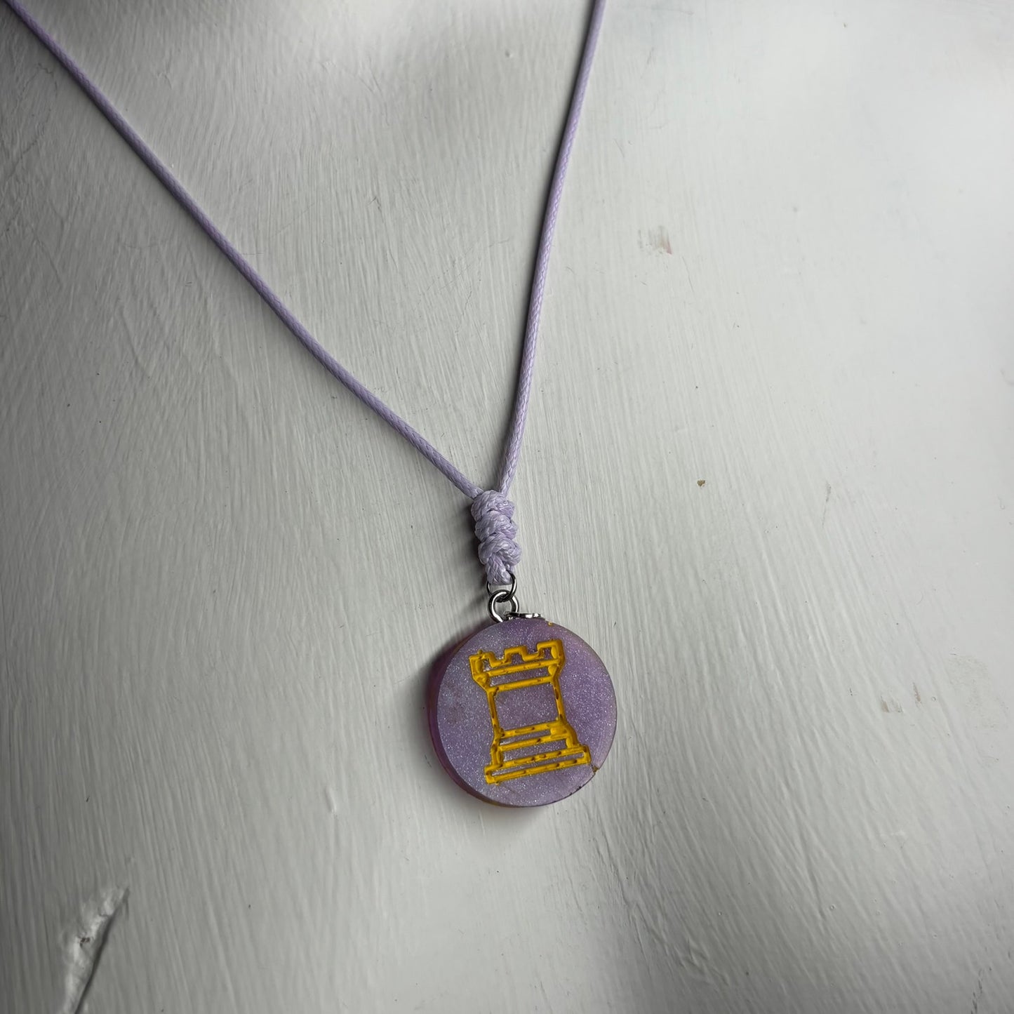 Purple Rook - Handmade Resin Chess Necklace