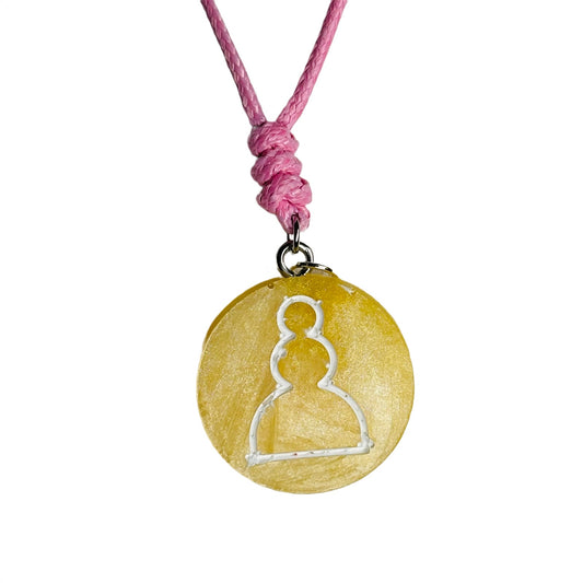 Yellow Sunshine Pawn - Handmade Resin Chess Necklace