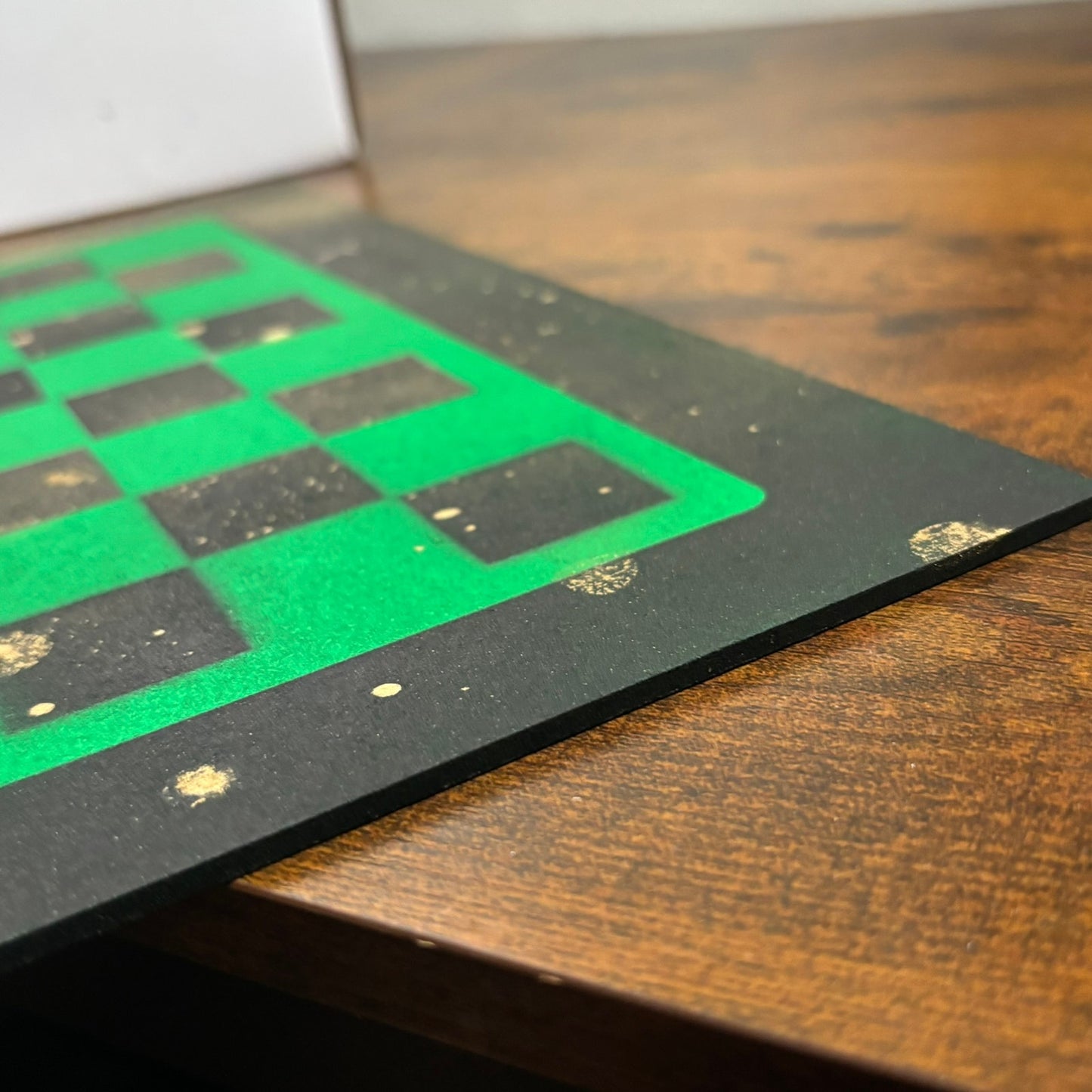 Golden Green & Black - Painted Chess Board