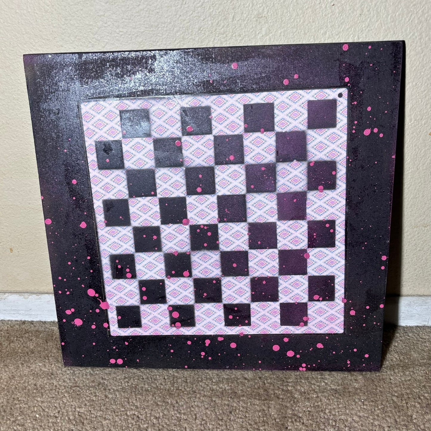 Pink Patterned Drip - Large Scrapbook Chess Board