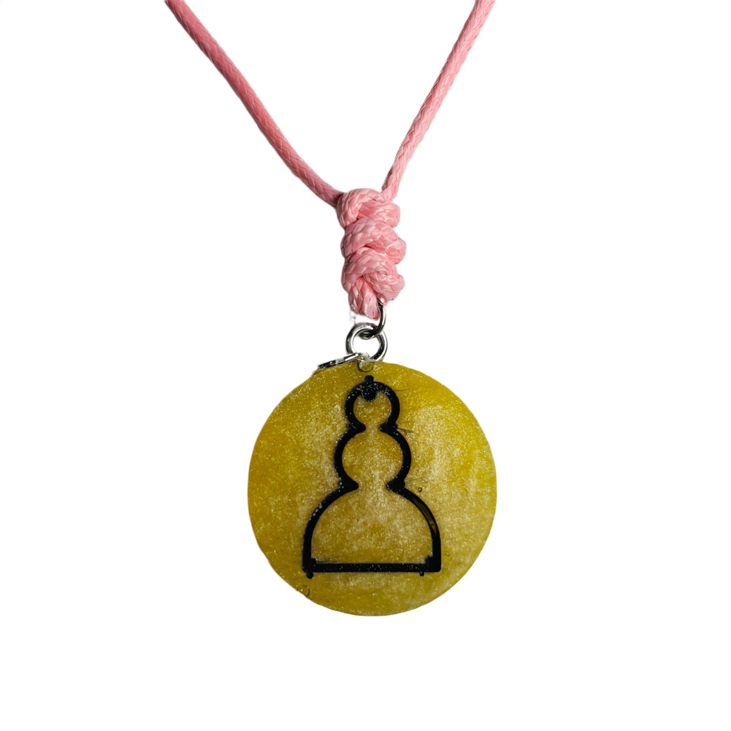 Sunset Yellow Pawn - Handmade Resin Chess Necklace