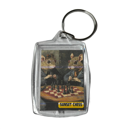 Mice & Chess - Sunset Chess Photo Keychain