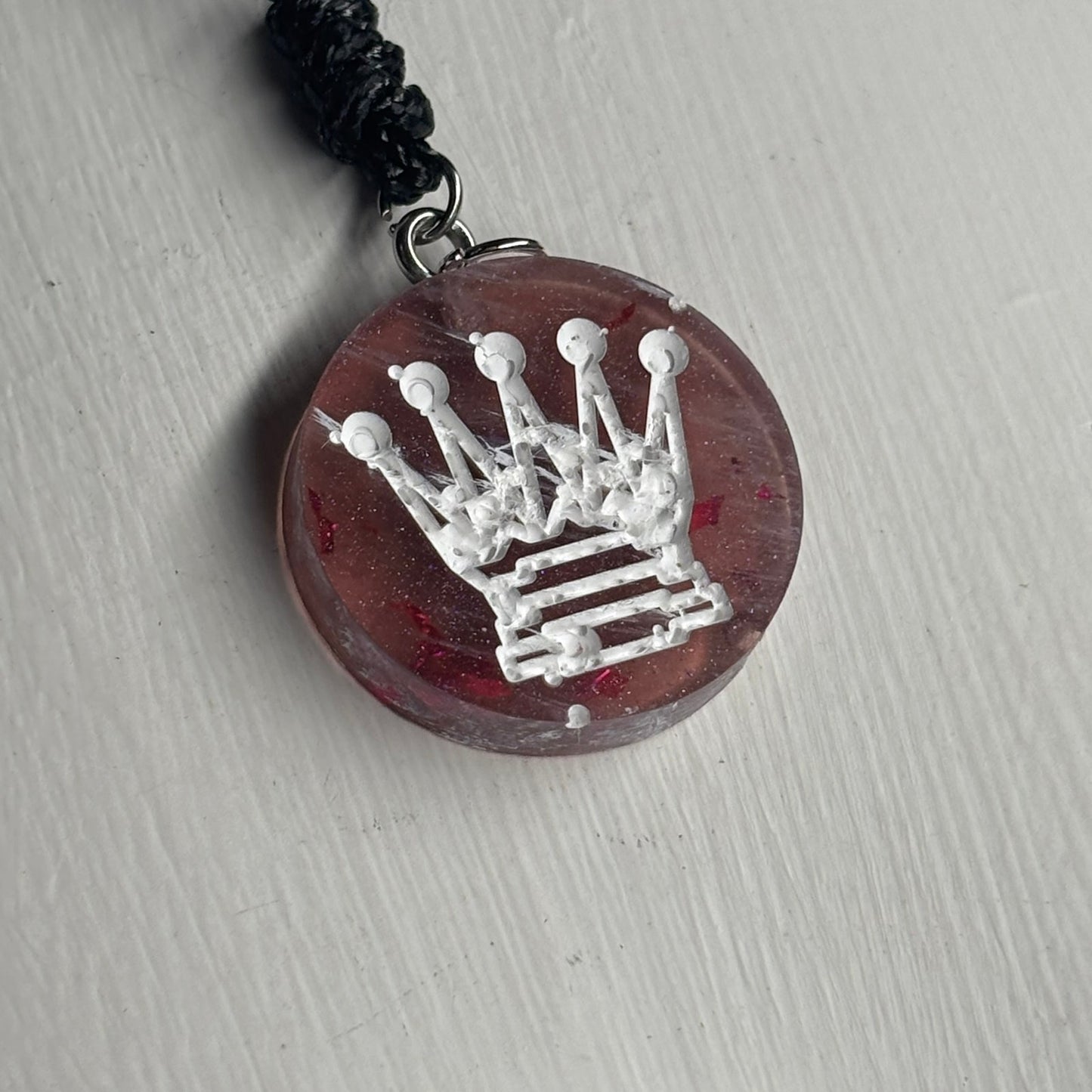 Violet Red Queen - Handmade Resin Chess Necklace