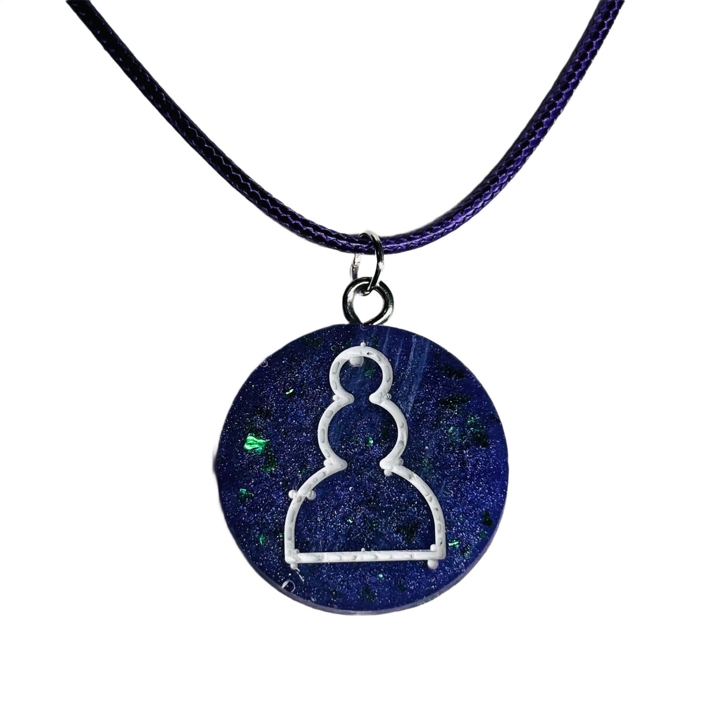 Purple Crystal Pawn - Handmade Resin Chess Necklace