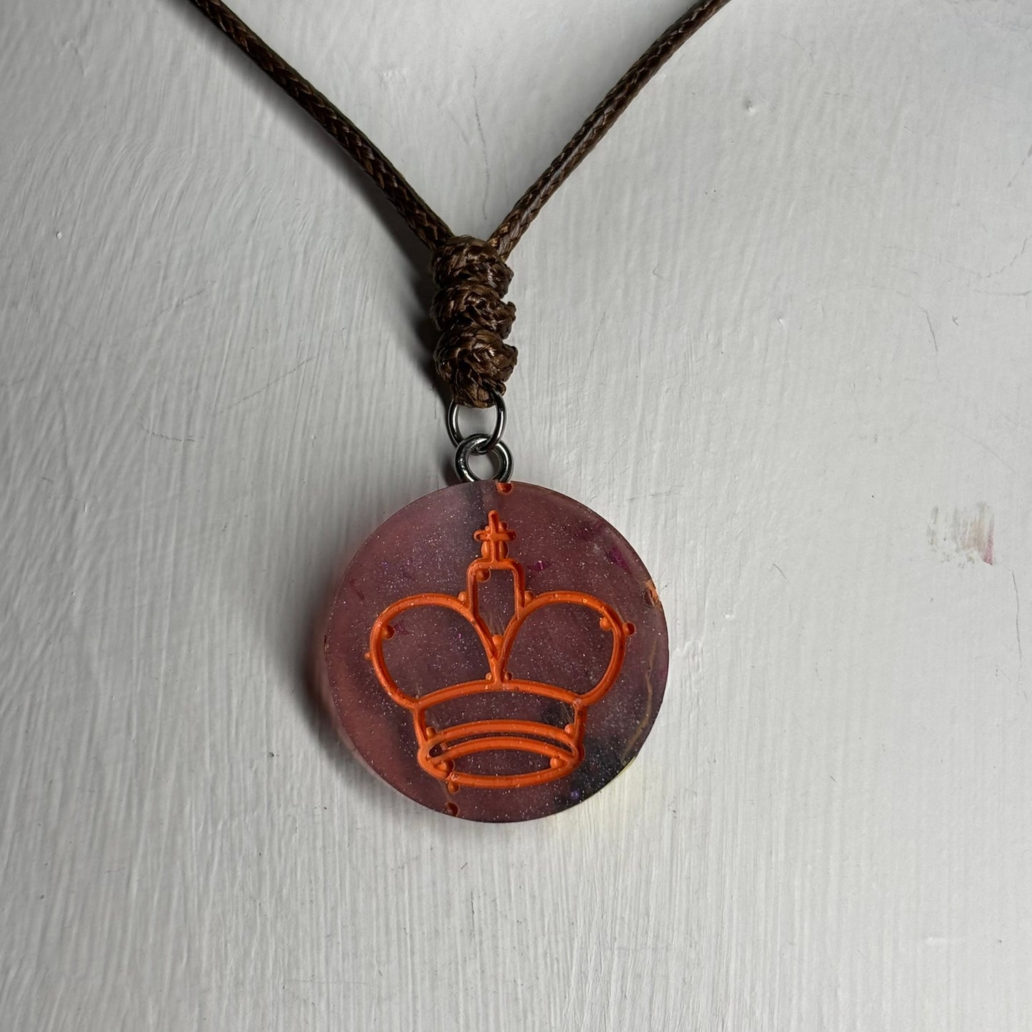 Vortex Violet King - Handmade Resin Chess Necklace
