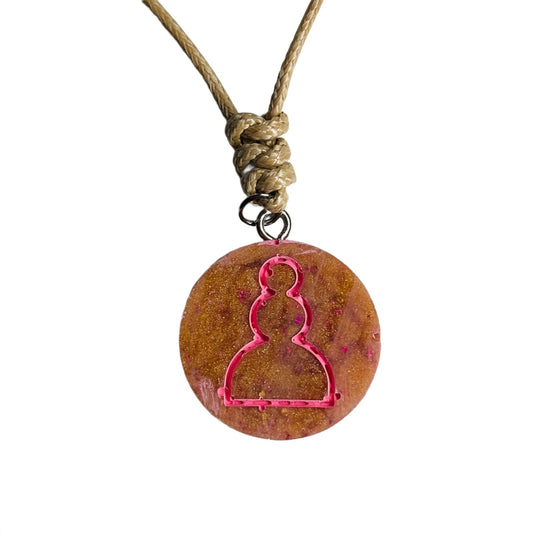 Vintage Pink Pawn - Handmade Resin Chess Necklace