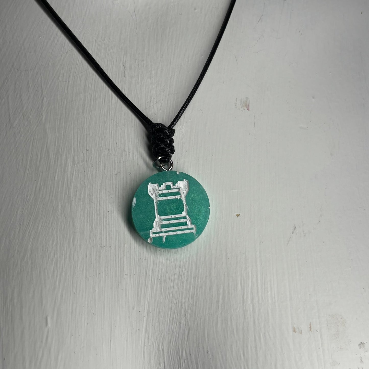 Mint Green Rook - Handmade Resin Chess Necklace
