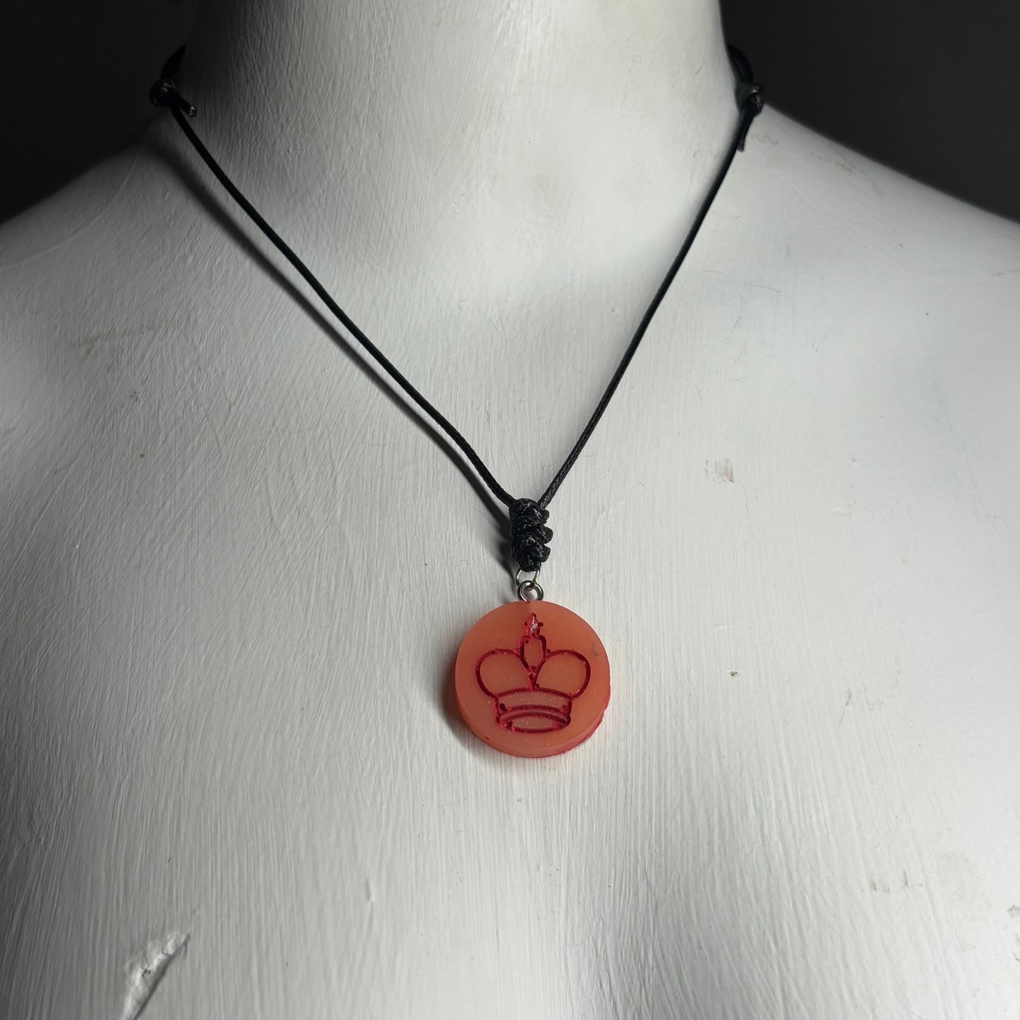 Simple Red King - Handmade Resin Chess Necklace