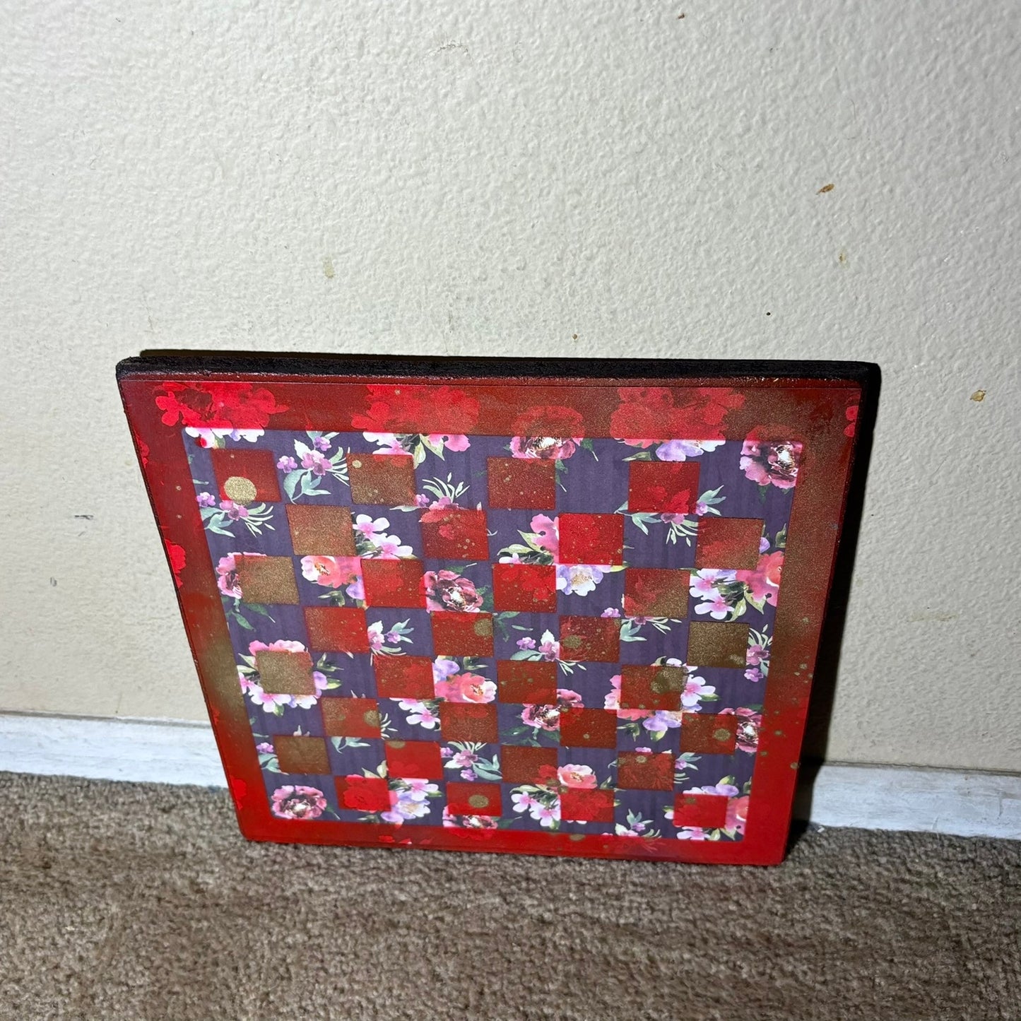 Vintage Golden Red - Scrapbook Chess Board