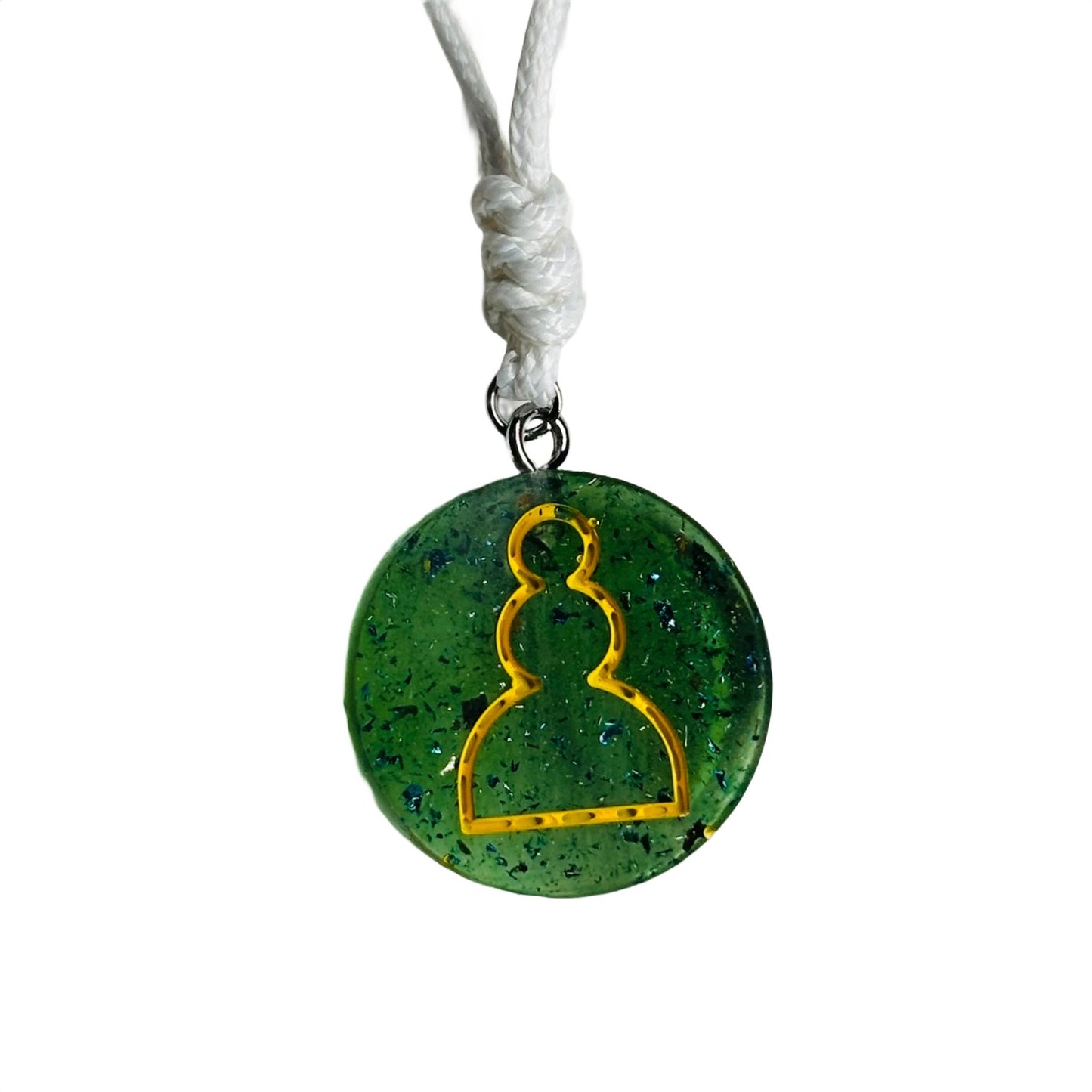 Crystal Green Pawn - Handmade Resin Chess Necklace