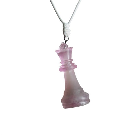 Simple Pink Queen - Handmade Resin Chess Necklace