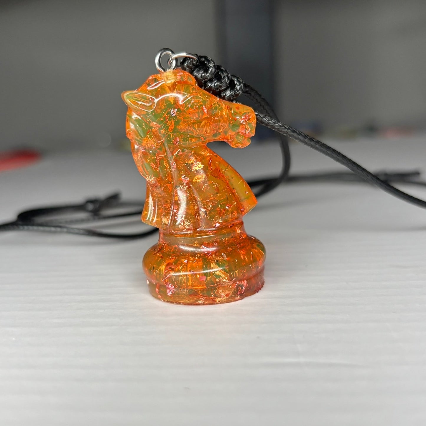 Crystal Premium Knight - Handmade Resin Chess Necklace