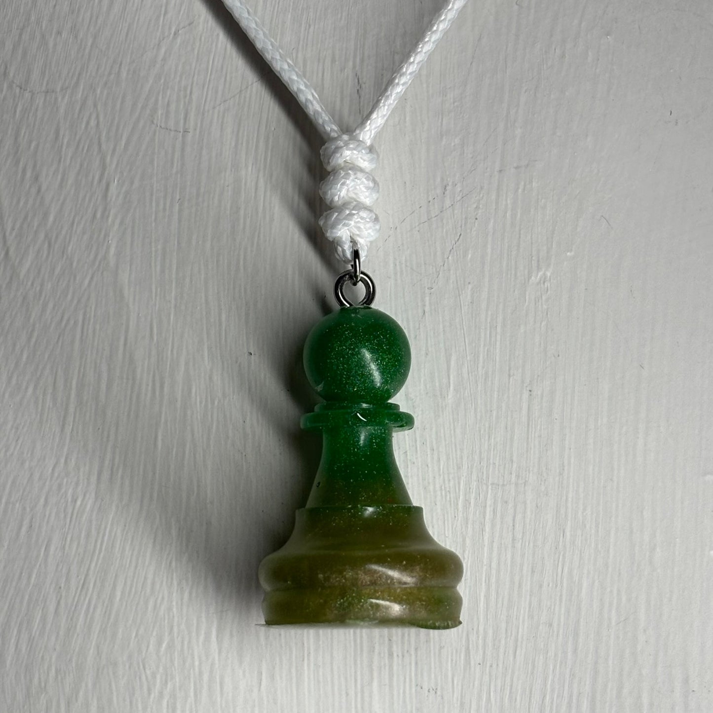 Simple Green Pawn - Handmade Resin Chess Necklace