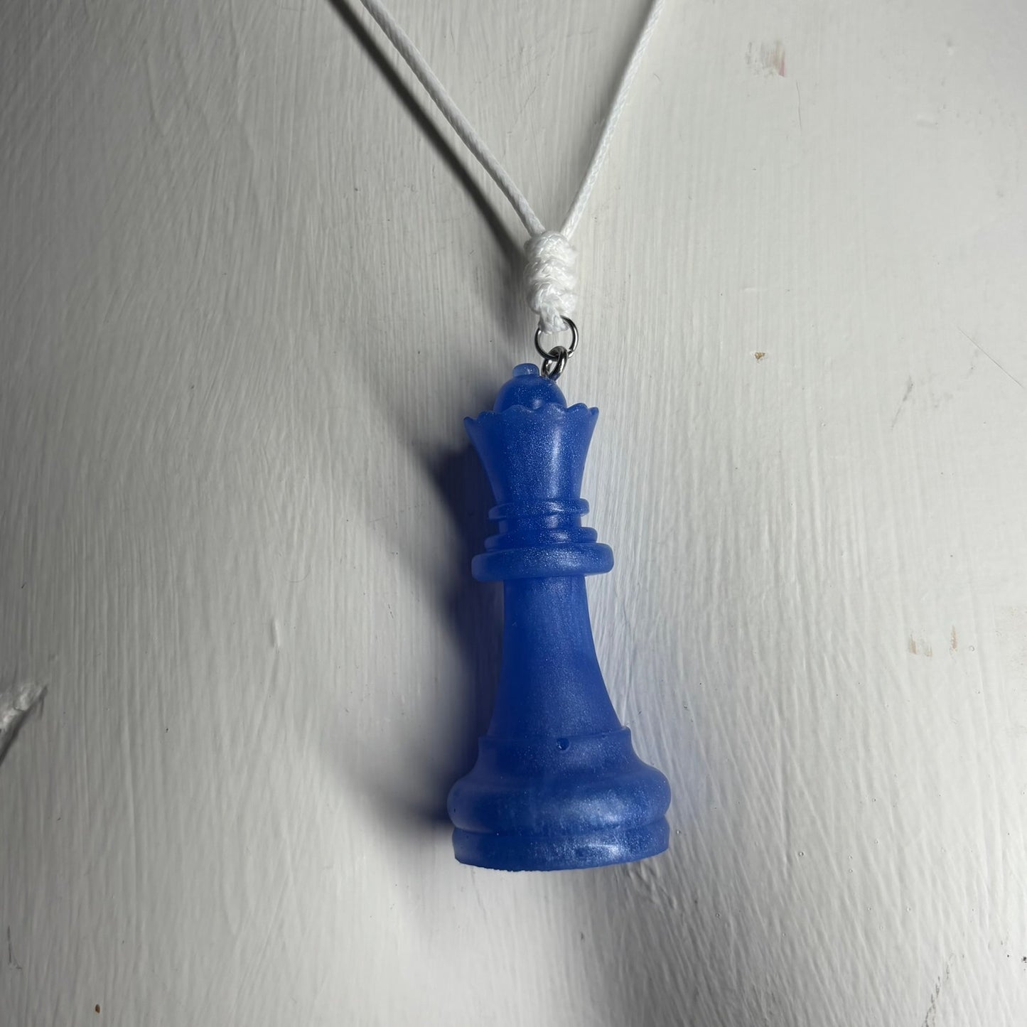 Blue Queen - Handmade Resin Chess Necklace