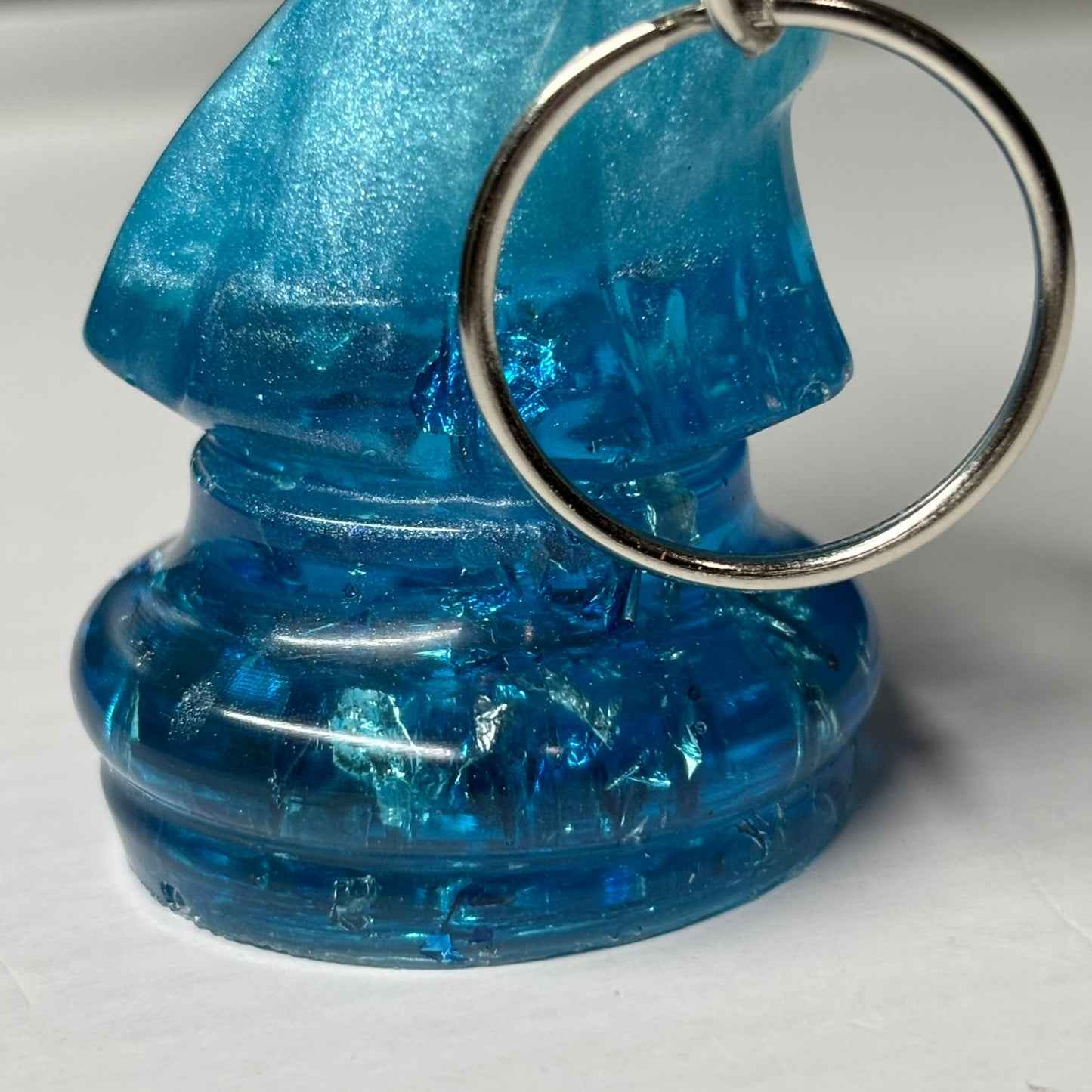 Ice Blue Knight - Handmade Resin Keychain - Large Edition
