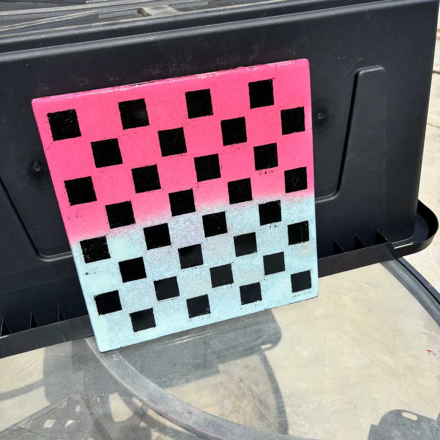 Pink Blue Color Mix - Resin Coated Chess Board