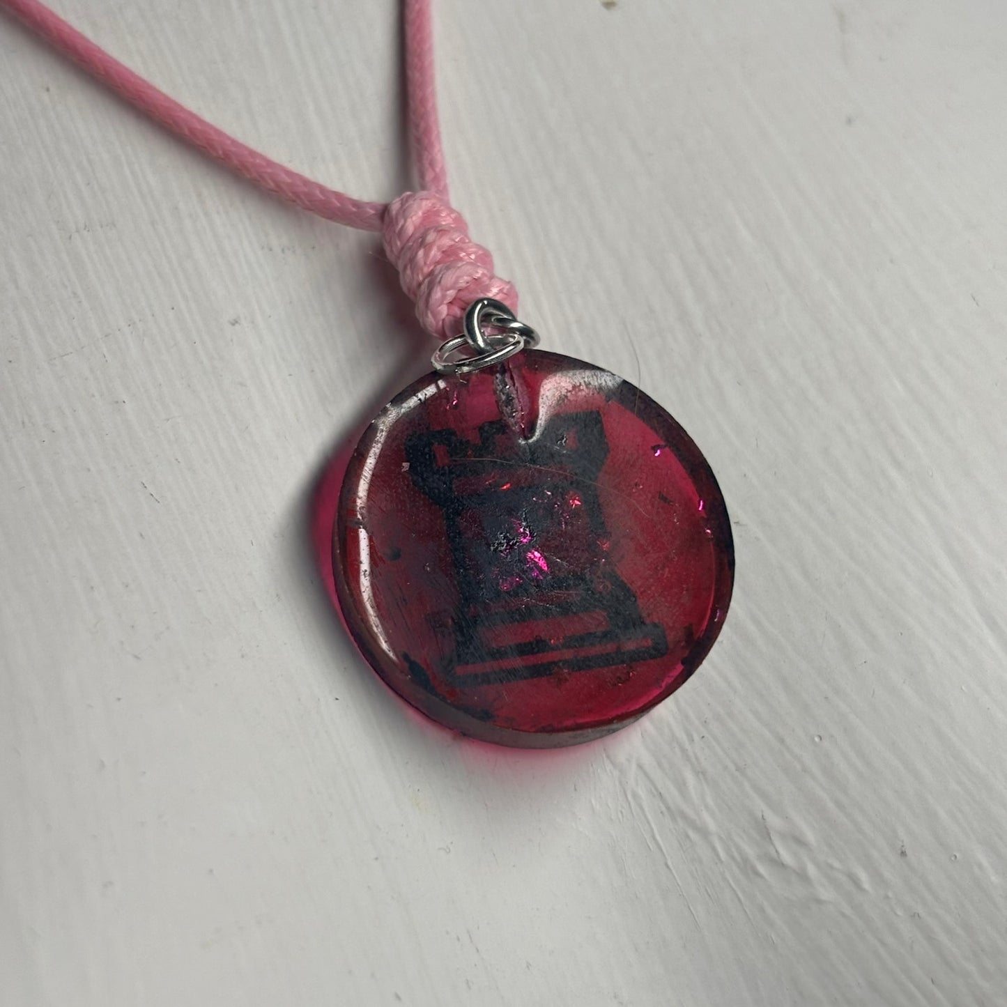 Pinks Rook - Handmade Resin Chess Necklace