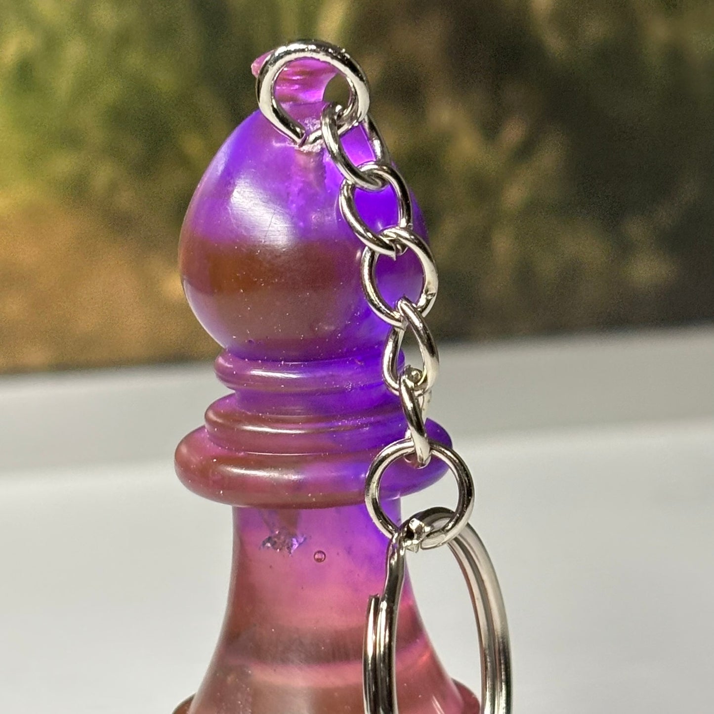 Violet Purple Mixed Bishop - Handmade Resin Keychain - Large Edition