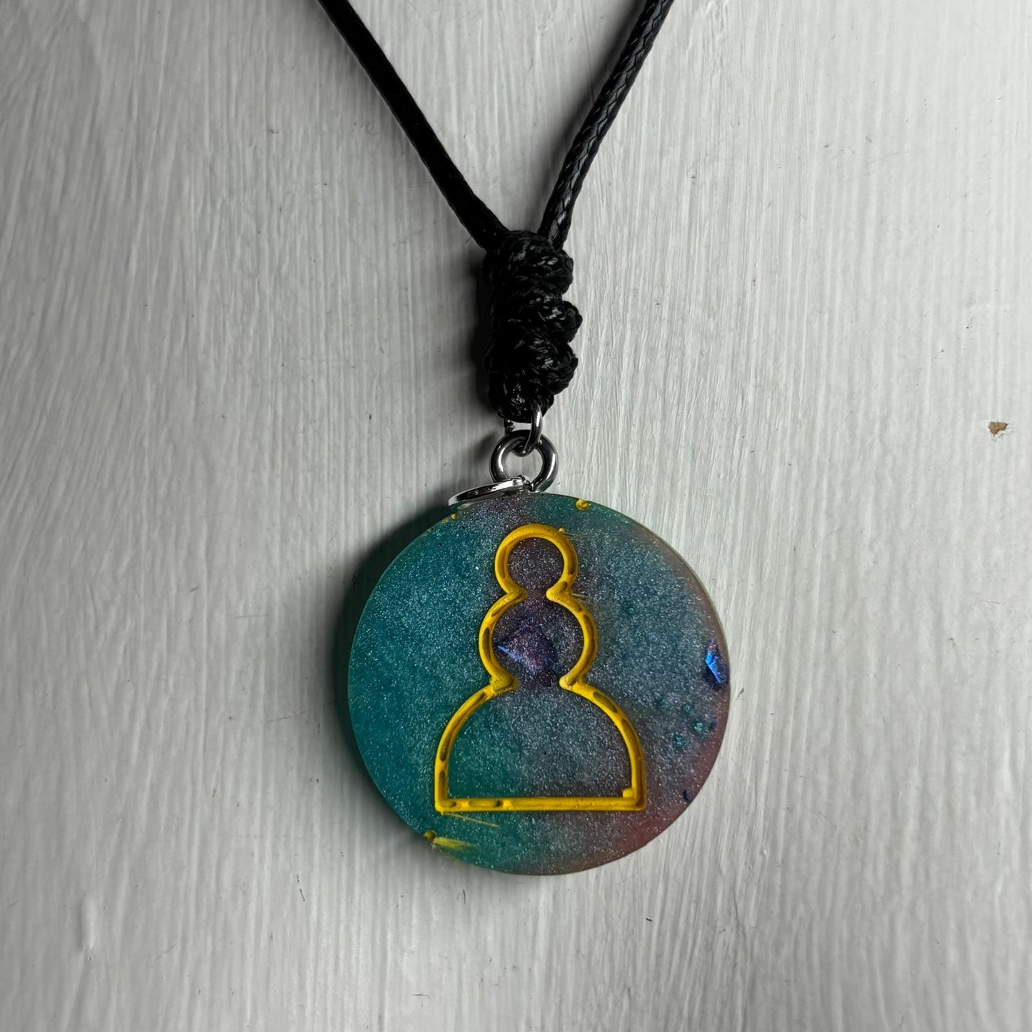 Blue Swish Pawn - Handmade Resin Chess Necklace