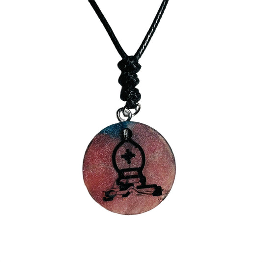 Easy Red Bishop - Handmade Resin Chess Necklace